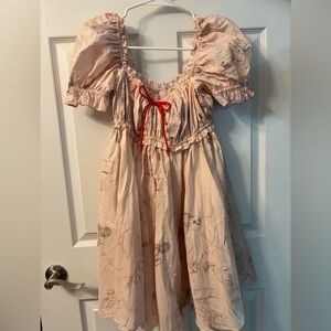 Selkie Pink Ruffled Tiered Babydoll Mini Dress